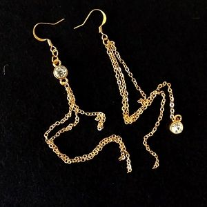 Long chain earrings Retro long gold chain earrings 70's 80's